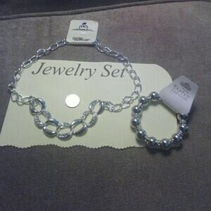 20" Crystal Necklace & Stretch Bracelet silver